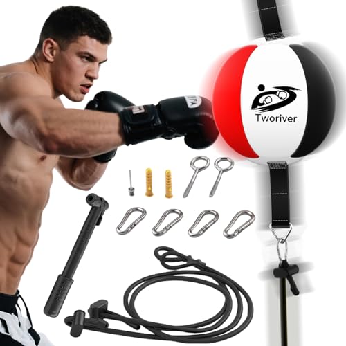 SANJOIN Double End Bag Boxing, Adjustable Cords Punching Bag Boxing Ball Speed Reflex Bags, Home Gym Punching Training Equipment Set for Reaction Agility Hand Eye Coordination, Good for Adults & Kids