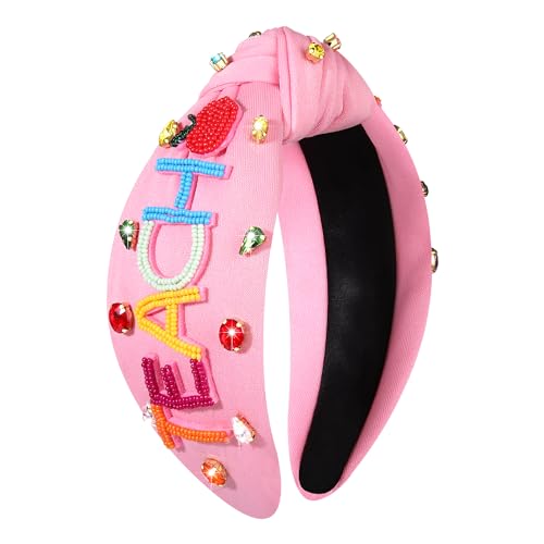 mokkia Teacher Headband Accessories for Women Book Pencil FRI-YAY Headband Rhinestone Crystal Embellished Knotted Headbands Back To School Teacher Appreciation Gifts Teacher Outfits (Pattern J)