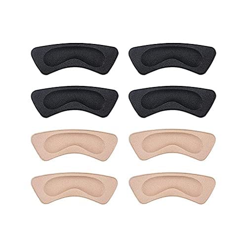 Prostuff.in Shoe Insole Reusable Heel Cushion Pads Soft Shoe Inserts Self-Adhesive Foot Care Protector Grips Liners Loose Shoes - for Women & Men- 4 Pairs (2 Black,2 Beige)