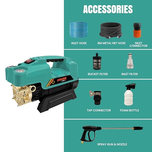 Image of IBELL YO2100 High Pressure Car Washer for Home & Bike Cleaning, 2100W Induction Motor, 150 Bar, 7.5 L /min Flow, Portable Pressure Washer with 8M Hose & Spray Gun