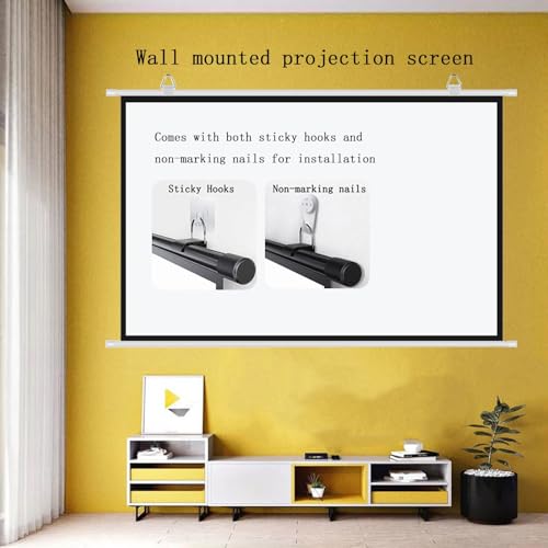 Pantalla de proyección manual para pared de 30/40/50/60/72 pulgadas, relación 4:3/16:9, pantalla 4K HD para cine en casa, oficina y aula (Blanco 16:9, 30 pulgadas) miniatura 2