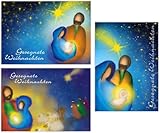 artup 12 tarjetas de Navidad cristianas 'Nacimiento de Jesucristo' – 3 diseños 4 tarjetas postales DIN A6 – Tarjeta de felicitación religiosa tarjeta regalo artística acuarela