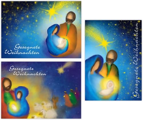 artup Lot de 12 cartes de Noël chrétiennes Naissance de Jésus-Christ – 3 motifs chrétiens, 4 cartes postales religieuses DIN A6