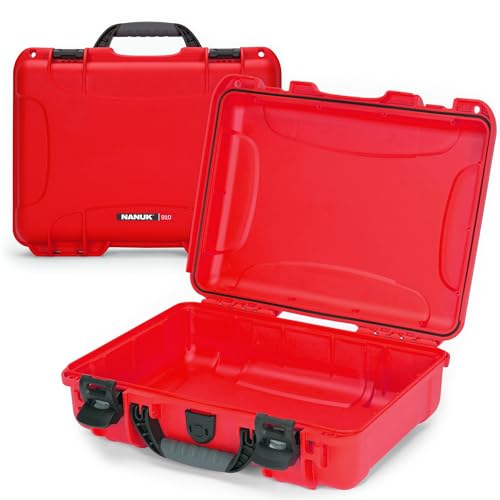 Image of NANUK 910 Empty Waterproof Hard Case - 14.3 inch x 11.1 inch x 4.7 inch, Protective Case for Gear - Impact-Resistant, Dustproof, Airline Carry-On Approved - Made in Canada, Red