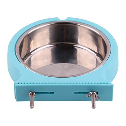2-in-1 Pet Hanging Bowl for Crates & Cages Removable Stainless Steel Dog Bowl with Plastic Puppy Feeder Food Water Bowl for Cat, Rabbit, Bird, Hamster, Shitzu, Ferret Cover
