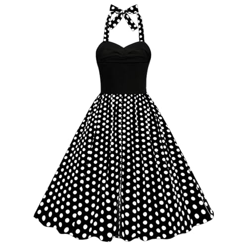 Image of 1950s Dresses for Women Vintage 50s Polka Dot Pinup Retro 40s 60s Rockabilly Audrey Hepburn Tea Party Cocktail Swing Dress