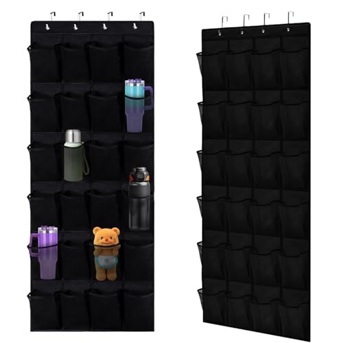 2 Pack Hanging Water Bottle Organizer – 24 Pockets Each, Foldable Mesh Over The Door Cups Organizer for Stanley Cup, Door Cabinet, Wall, RV Use