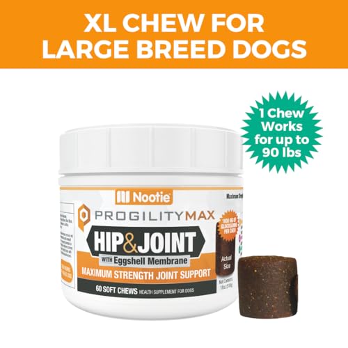Image of Progility Maximum Strength Hip & Joint Supplement for Large Dogs - Daily Mobility & Joint Support with Eggshell Membrane, Glucosamine, Chondroitin, & MSM, Soft Chews (60 Count)