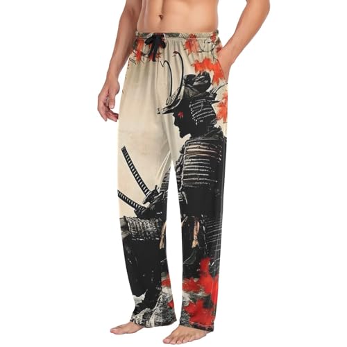 Pajama Pants Japanese Landscape Samurai for Men Men's Separate Bottoms, Lounge Pants with Pockets S4