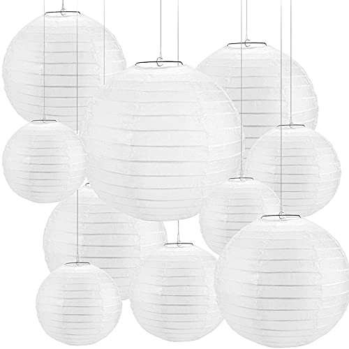 Papierlaternen 30 Stück 4 Zoll-12 Zoll White Paper Laterne Papier Lampion Hochzeit Party Event hängen Dekor (Color : White)