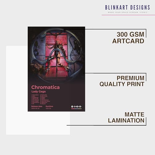 Image of BLINKART lagyGaga- Chromatica Wall Photo Frames | Wall Art for Bedroom, Living Room, Studio or Office | Album Cover Print with Spotify Song Link QR Code | Gift for Fans - 8x12 In