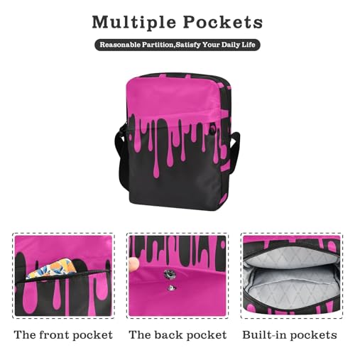 Fashion Street Graffiti Painting Pink Black mens messenger bag Small Crossbody Bags For Women Womens Cross Body Purses Adjustable Strap for outdoor sports School2