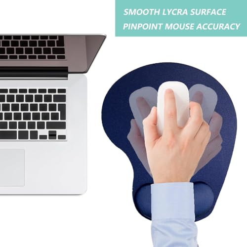 Image of Mouse Pad with Gel Wrist Rest Support, Ergonomic Mouse Cushion with Non Slip Rubber Base Mouse Pad for Laptop, Computer, Gaming, Office (Navy Blue, Oval)
