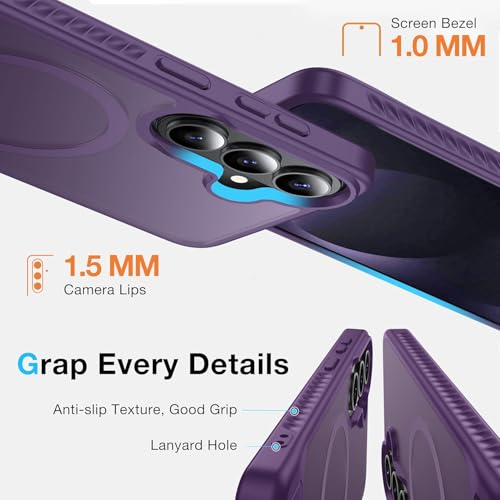 Image of Elzzi Magnetic Magsafe for Samsung Galaxy S26 Case [Compatible with MagSafe][Full Camera Protection][Built-in Invisible Kickstand] Translucent Matte Phone Back Cover-Deep