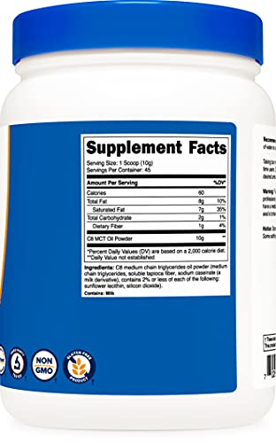 Nutricost C8 Mct Oil Powder 1Lb (16Oz) - 95% C8 Mct Oil Powder #TOP3