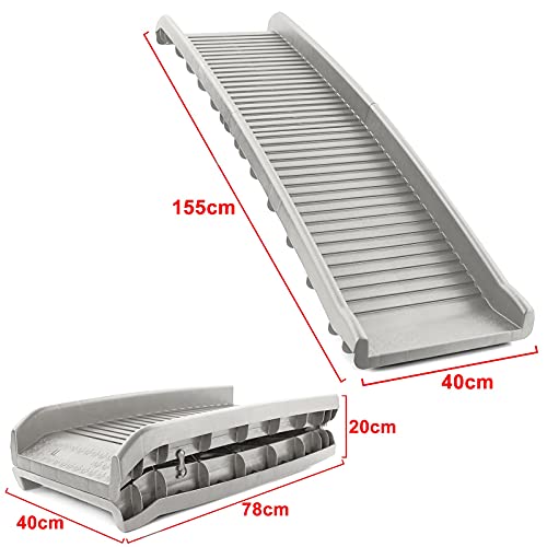 Auto PKW Hunderampe Einstieghilfe Anti Rutsch klappbar Grau 155x40cm bis 90Kg