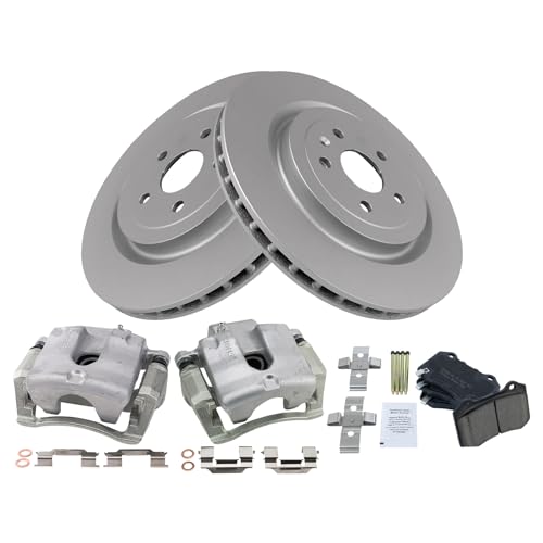 Image of TRQ Rear Brake Pad and Rotor Set Ceramic Vented Rotors Calipers