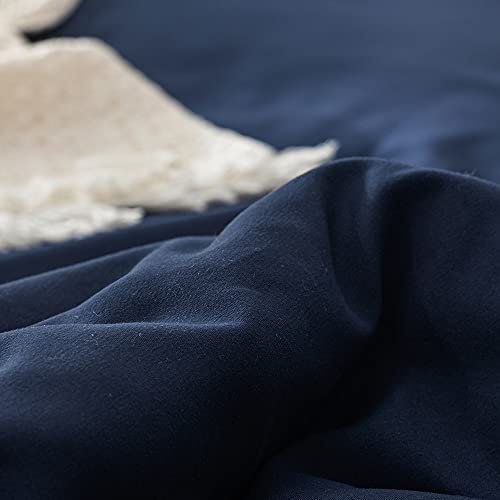 Cottonight Navy Blue Comforter Set King Men Women Dark Blue Solid Navy Blanket Quilts Cotton Ultra Soft Breathable Soft Bedding Comforter Sets For King Bed #TOP5