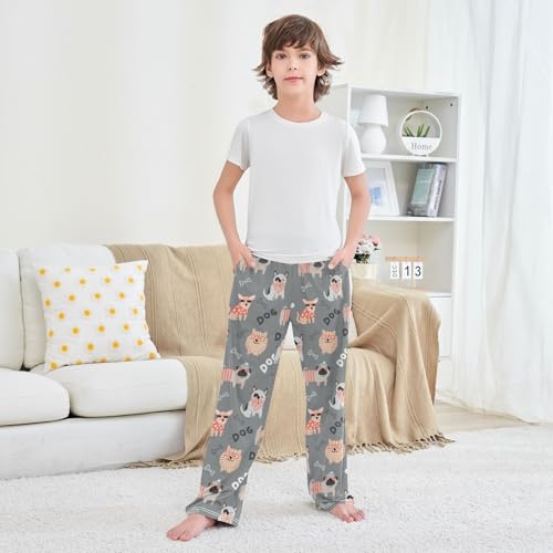 CaTaKu Boys Cute Dog Bones Pants for Boys Girls Wide Leg Sweatpants Kids Long Bottoms with Pockets Size 6-14Y 5
