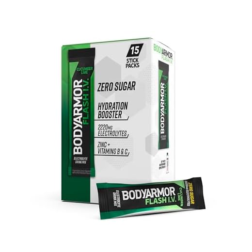 BODYARMOR Flash IV Electrolyte Packets, Cucumber Lime - Zero Sugar Drink Mix, Single Serve Packs, Coconut Water Powder, Hydration for Workout, Travel Essentials, Just Add Sticks to Liquid (15 Count)