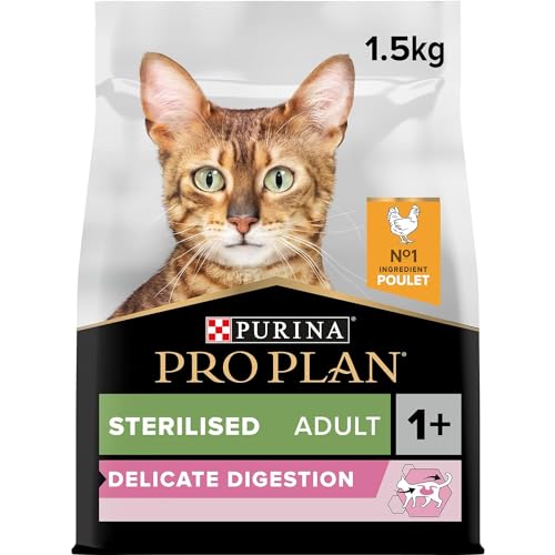 PURINA PRO PLAN | Sterilised Adult 1+ Delicado Digestión | Rico en Pollo | Croquetas | Gato | Bolsa de 1,5 kg