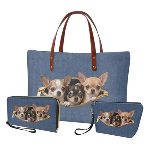 Image of Top Handle Purse for Women, Large Tote Handbag With PU Wallet Set, Gift for Mom