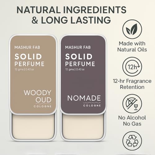 Image of Solid Perfume Combo - Soiree & Antonia | 2-Pack Alcohol-Free Natural Cologne | Long-Lasting Fragrance for Men & Women | Citrus, Floral & Woody Notes | 12g Each (WOODIEOUD-NOMORE)