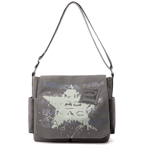 iCozzier Messenger Bag, Herren Schultertasche, Große Laptop Crossbody Tasche für Reisen und Arbeit (Grey)