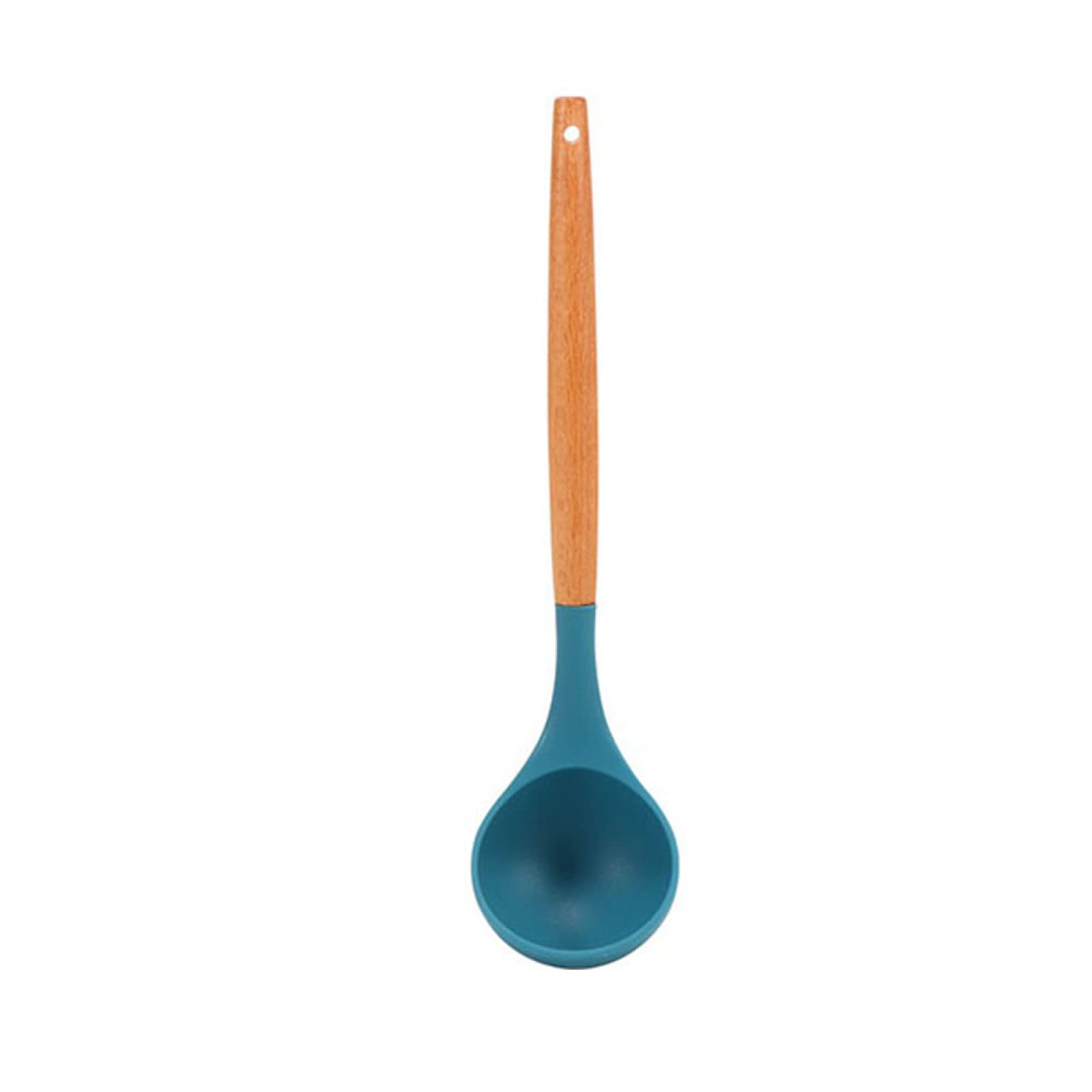 Espátulas y cucharas de cocina, juego de cucharas Juego de utensilios de cocina Cuchara de sopa resistente al calor Espátula antiadherente de silicona azul Pala Juego de cocina con mango de madera