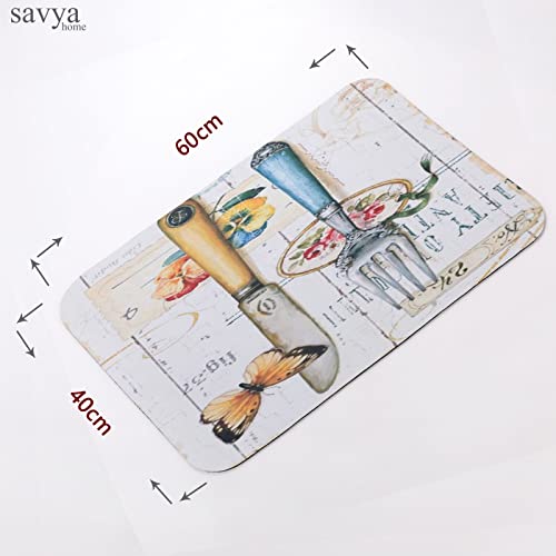 Image of SAVYA HOME Kitchen Mats| Bath Mat, Machine Washable Floor Mat |60 x 40 cm |Anti-Skid Mat for Living Room,Bathroom,Shower,Bathtub mat,Multipurpose Mat (Blue & Yellow)