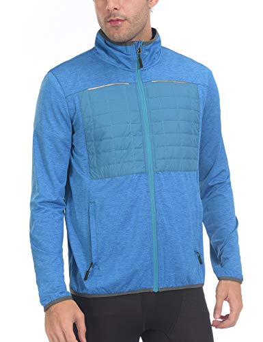Little Donkey Andy Men's Insulated Full-Zip Running Shirts Thermal Hybrid Jacket Long Sleeve Quick Dry Sportswear Blue Heather XL