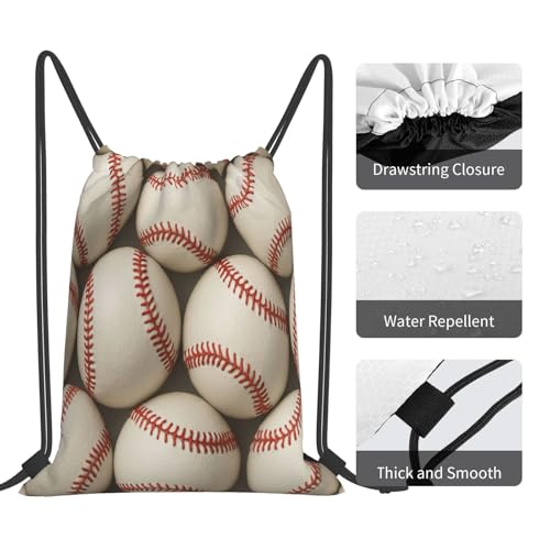 Drawstring Travel Backpack White Baseball Texture Pattern Sports Gym Bag For Swimming,Beach4