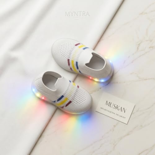 Image of inchJugnu inch LED Light-Up Baby Shoes (0-5 Years) | Soft Sole Comfort for Tiny Feet, Breathable Knit, Easy Slip-On | Magical Glowing Shoes for Happy Kids.