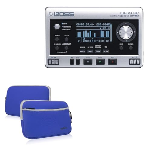 BoxWave Case Compatible with BOSS Micro BR BR-80 - SoftSuit with Pocket, Soft Pouch Neoprene Cover Sleeve Zipper Pocket - Super Blue