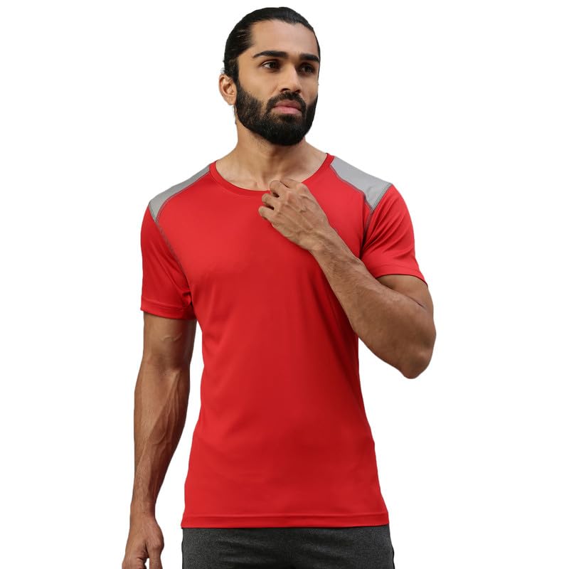 Image of sporto Men's Fast Dry Micro Fiber Solid Regular T-Shirt Half Sleeve|Charcoal