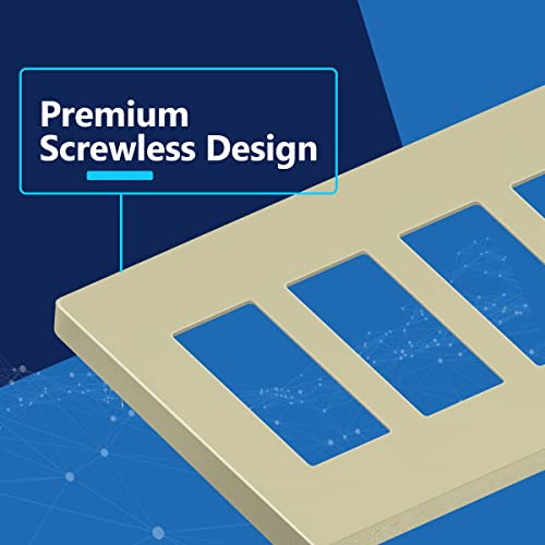 Image of LIDER Decorator Switch Cover, Screwless Wall Plate, Mid-Size 4-Gang 4.88 inch x 8.58 inch, LSWP-34M-I, UL Listed, Thermoplastic, Matte Ivory, 1-Pack
