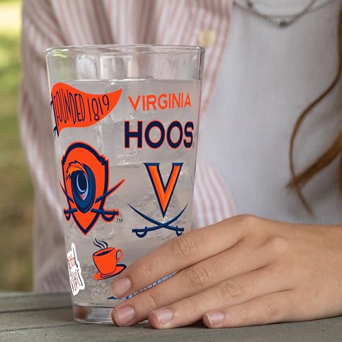 Image of Logo Brands NCAA 16 oz Pint Glass - Durable Glass With Bold Team Color- Chip-Resistant Rim Drinkware For Fans, Tailgates, Home Bars & Everyday Use