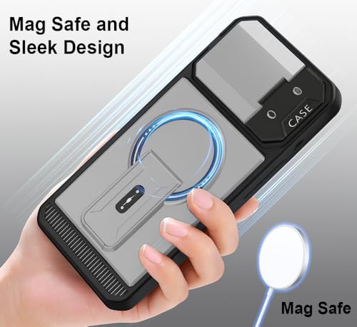 Image of Hupshy iPhone 16 Back Cover with Camera Protection Rings, Kickstand-Matte /Anti, Non-Slip, Camera Glass Protection,Transparent Shockproof Cover for iPhone 16 (Gray)