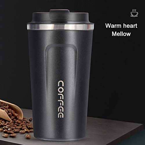 Heerda Taza de café, de acero inoxidable, para viajes, con tapa a prueba de fugas, térmica, con aislamiento de doble… - Imagen 6