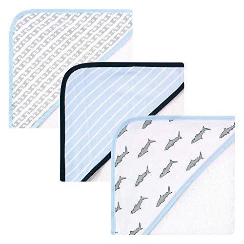 Image of Hudson Baby Unisex Baby Rayon from Bamboo Rich Hooded Towels, Shark, One Size