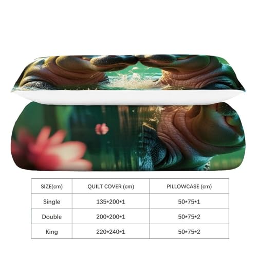 Fermeture éclair pratique sur cette housse de couette hippopotame - 4