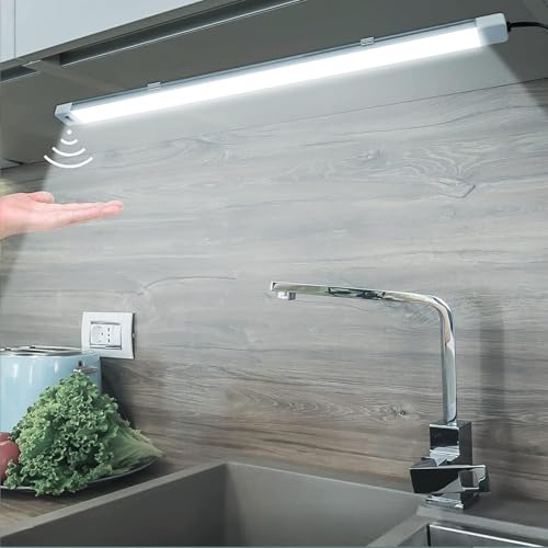 LUXJET Eclairage Led Cuisine Sous Meuble, Lampe de Placard Blanc Chaud 60cm, lampe detecteur de mouvement interieur, Reglette Led Cuisine intelligente