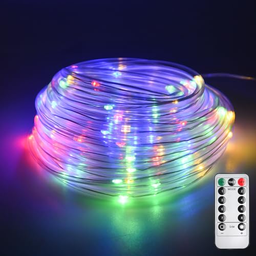 Opiniones de Mangueras de luces LED los mejores 10. 42 SYCYKA Manguera de Luces, 12M 100 LED Manguera de Luz para Exterior, 8 Modo de Luces Navideñas, IP65 Impermeable Tira Led para Navidad, Fiesta, Bodas, Patios, Arboles de Navidad,...