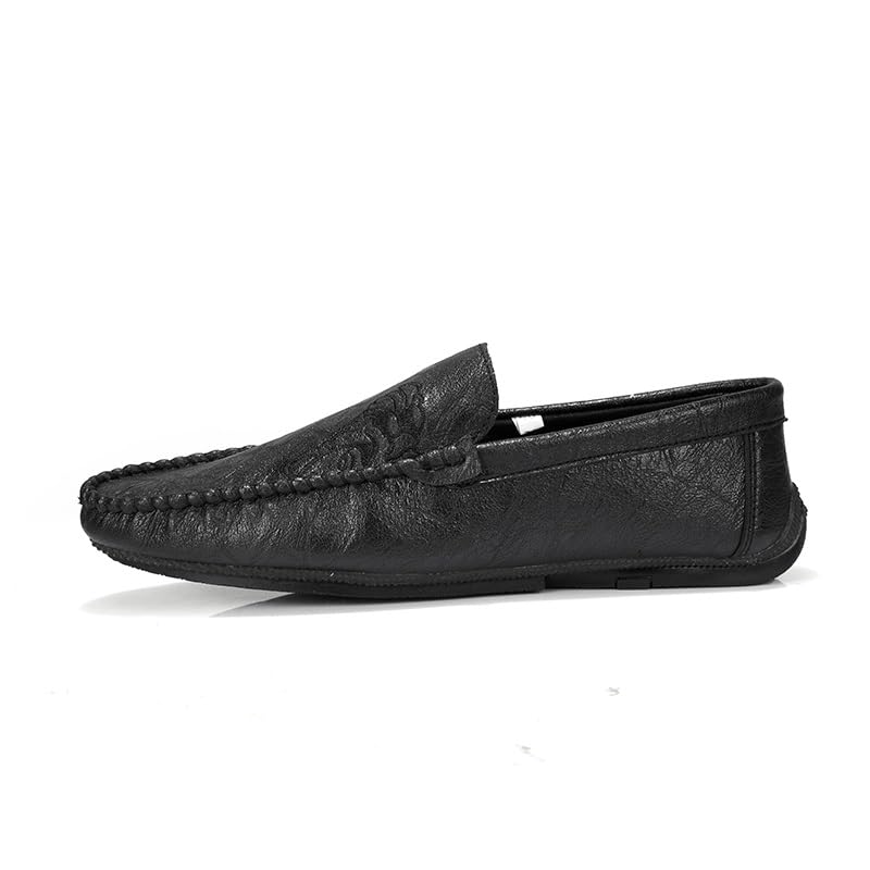 Mens Loafers Shoe Solid Color Round Toe Vegan Leather Loafer Shoes Lightweight Flat Heel Flexible Classic Prom Slip-on2