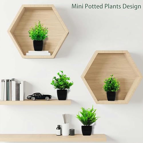 Image of Small Potted Faux Plant, Pack of 12 Artificial Plant with Pot, Plastic Green Fake Plants, Indoor Plants, Gift Item, Living Room Decoration, Balcony Decration, Office Decor
