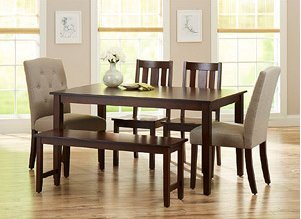 Better Homes and Gardens 6-Piece Dining Set, Mocha/Beige Better Homes and Gardens 6-Piece Dining Set, Mocha/Beige