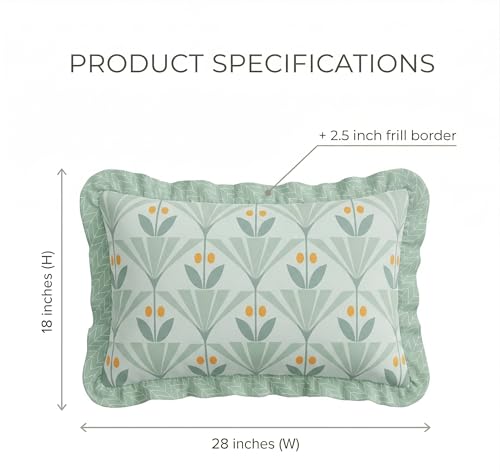 Image of VAS COLLECTIONS Cotton Pillow Covers Set of 6 (18x28 Inch) Rectangular Throw Pillow Cases with Frill Border, Envelope Closure Cushion Covers for Living Room, Bedroom & Diwan (Retro Botanical)