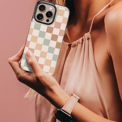 Image of uCOLOR for iPhone 13 Pro Wallet Case Magsafe with Card Holder Slot【Compatible with MagSafe】 Folio Flip PU Leather RFID Blocking Design (Pastel Check Vibes, iPhone 13 Pro)
