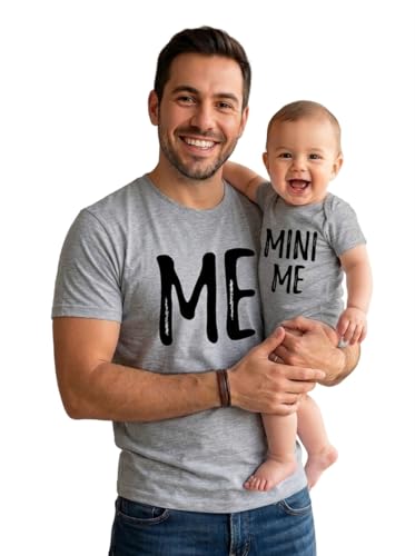 Tstars Me and Mini Me Dad and Baby Matching Shirts - Funny Daddy and Me Father's Day Outfit Set for New Dads Dad Gray Medium/Son Gray Newborn (0-3M)