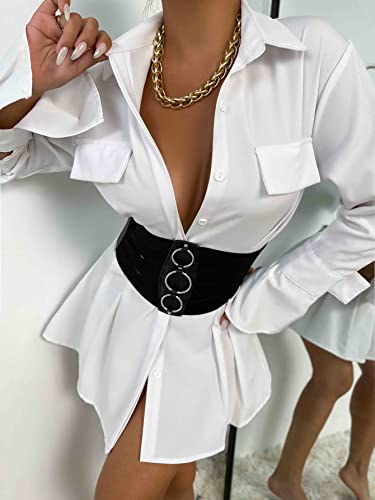 Moessa Women's 7 Inch Wide Lattice Corset Waspie Elastic Waist Belt3